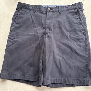 LL Bean Shorts Men 35 Navy Flat Front Standard Fit Lightweight Chino 9” Inseam